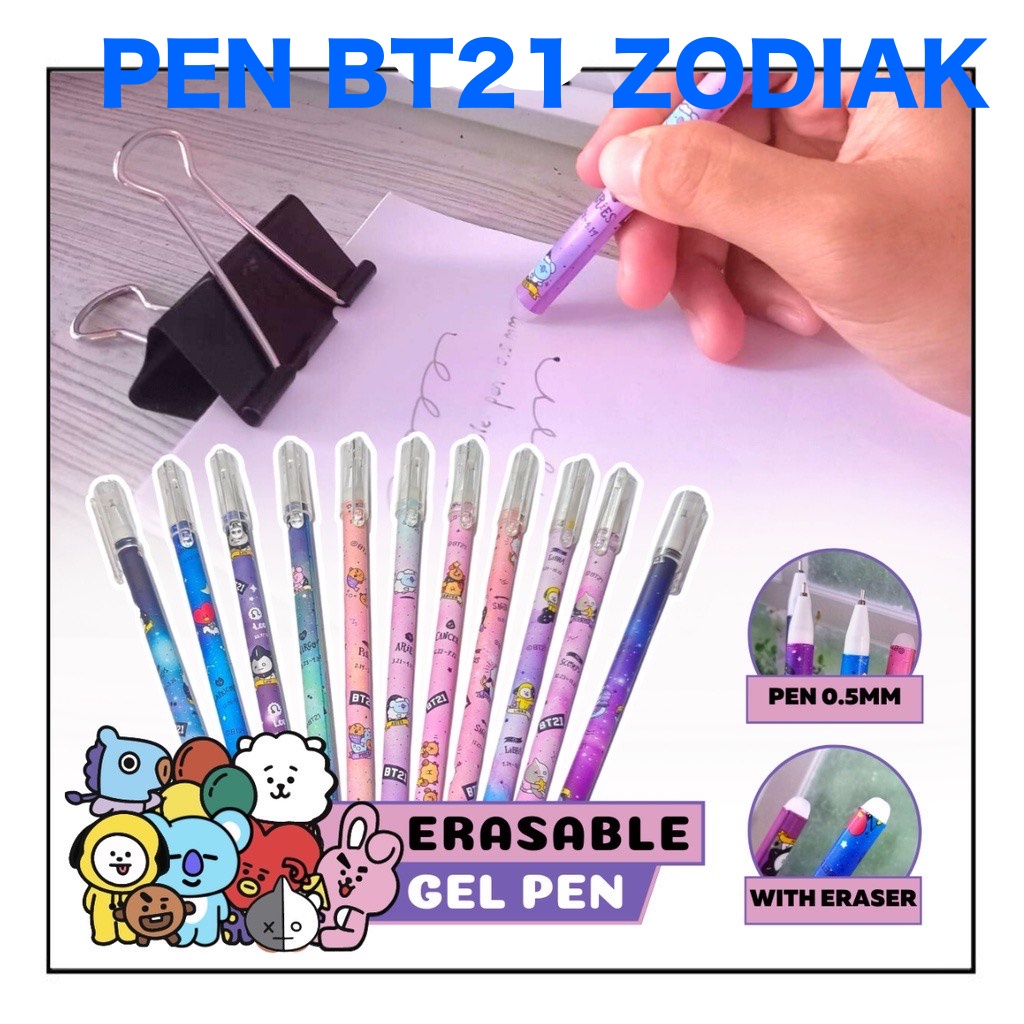 

Pulpen Gel Dapat Dihapus Karakter BT21 Zodiak Series - Bolpen Pena Ajaib Alat Tulis Sekolah Kantor HB 0.5mm Wonder Gel Pen Erasable