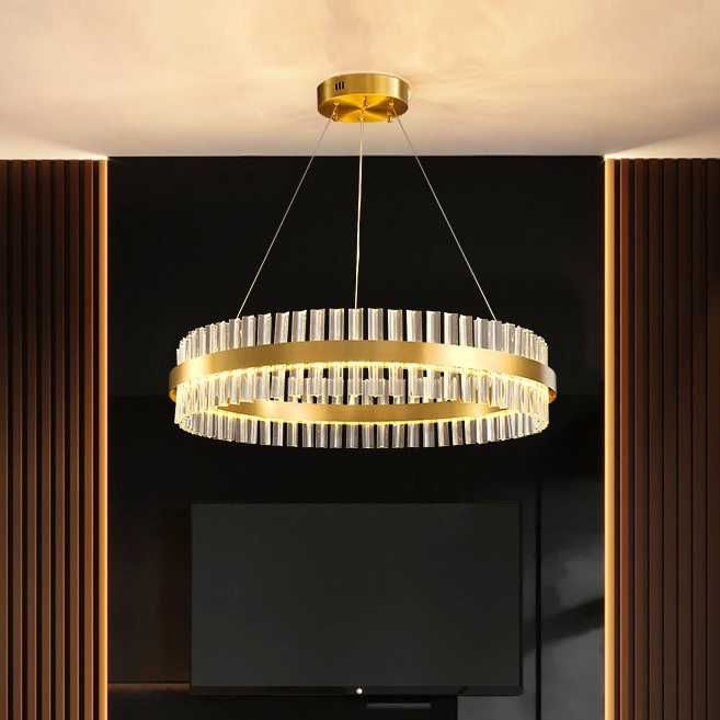 Lampu Gantung Kristal 50cm Chandelier Ruang Tamu 3 warna Mewah Gaya Lampu Gantung Minimalis Hias Nordik Modern