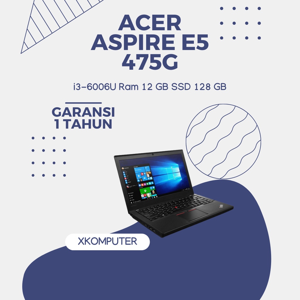 Acer Aspire E5 475G Core i3-6006U Ram 12 GB SSD 128 GB
