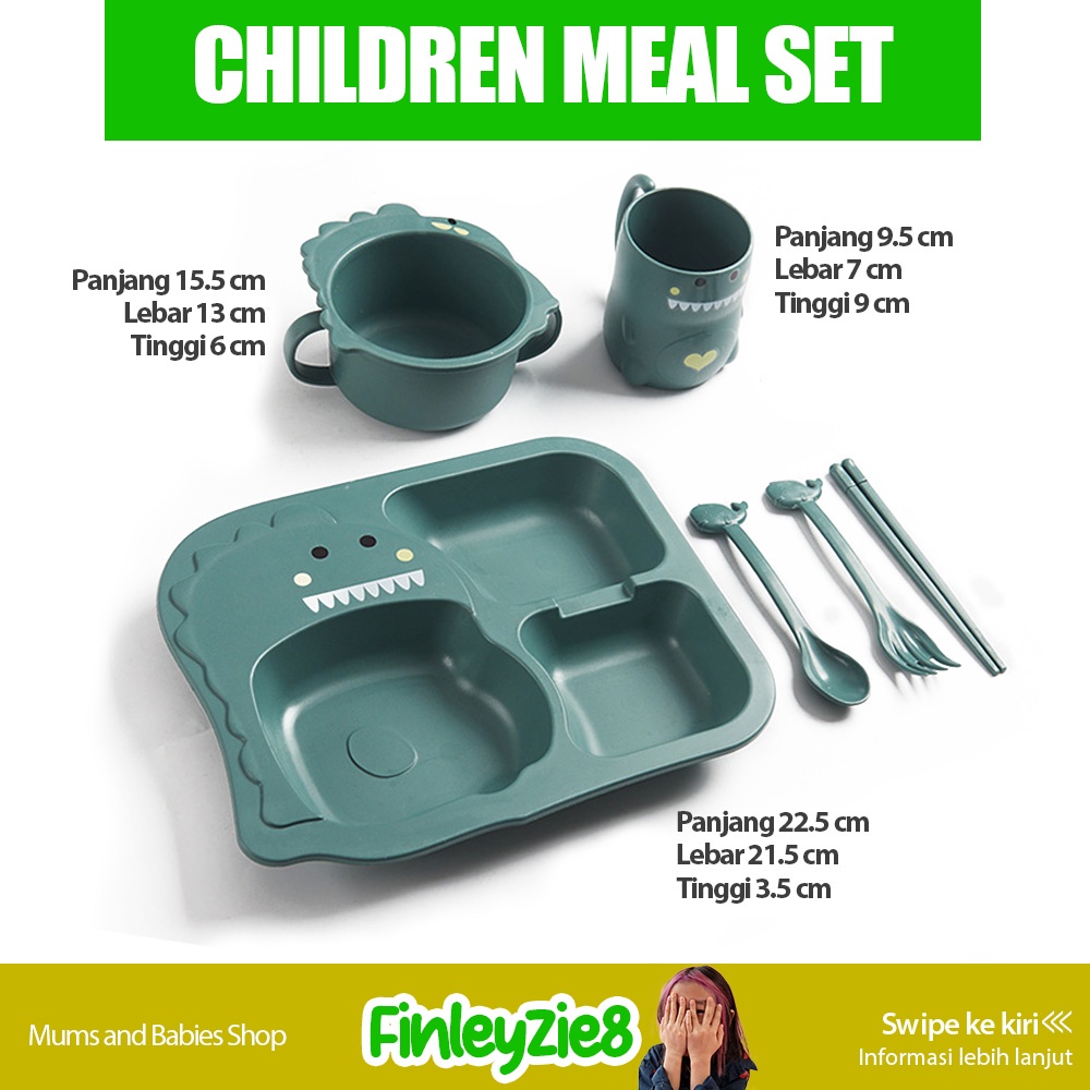 Tempat makan Bayi / tempat makan / tempat makan Anak / tempat makan anti tumpah / tempat makan Set / tempat makan silicon Bayi / tempat makan silicon / Alat makan anak model dinosaurus 6in1...