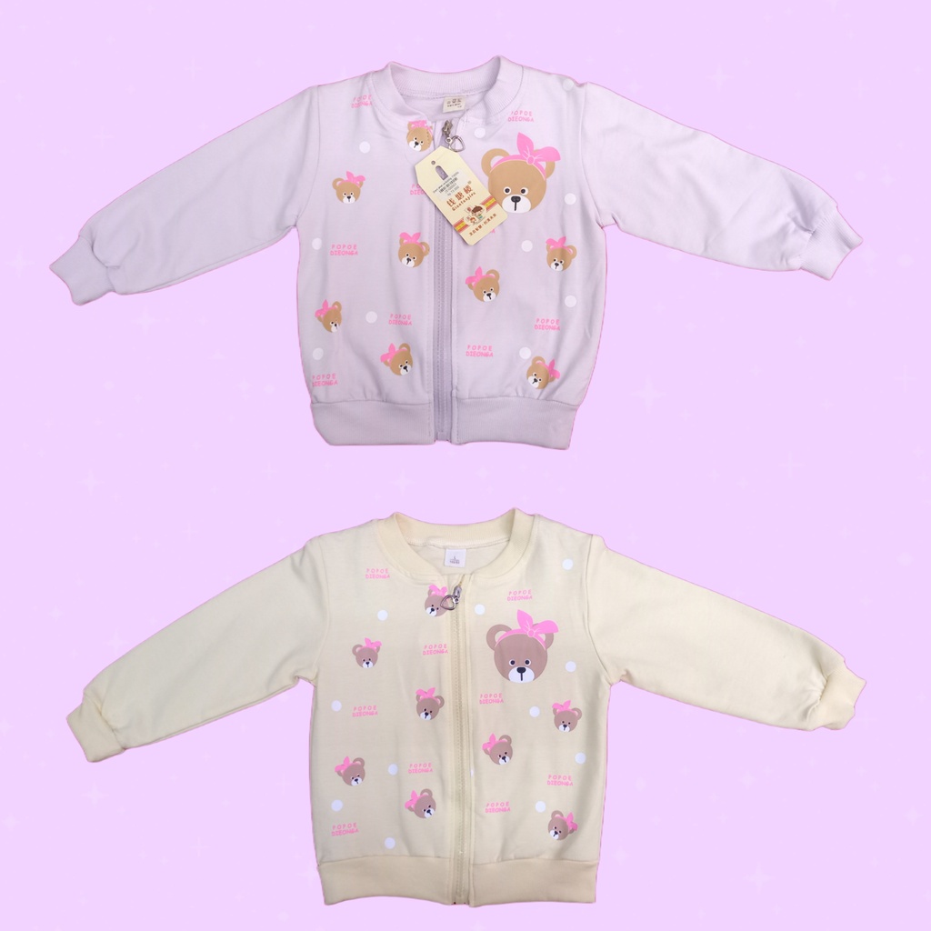 Sweater Resleting Anak Perempuan Motif Cat 73025D &amp; Bear 73025C