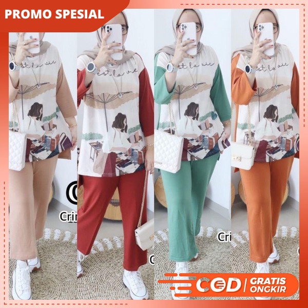 Baju Muslim Oneset Wanita Terbaru 2023 Setelan Idul Fitri Atasan Cewek Tunik Busui Modern Simple Bah