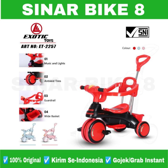 Terlaris Sepeda Roda Tiga Exotic Et 2257 Tricycle Anak Musik Lampu Dorongan