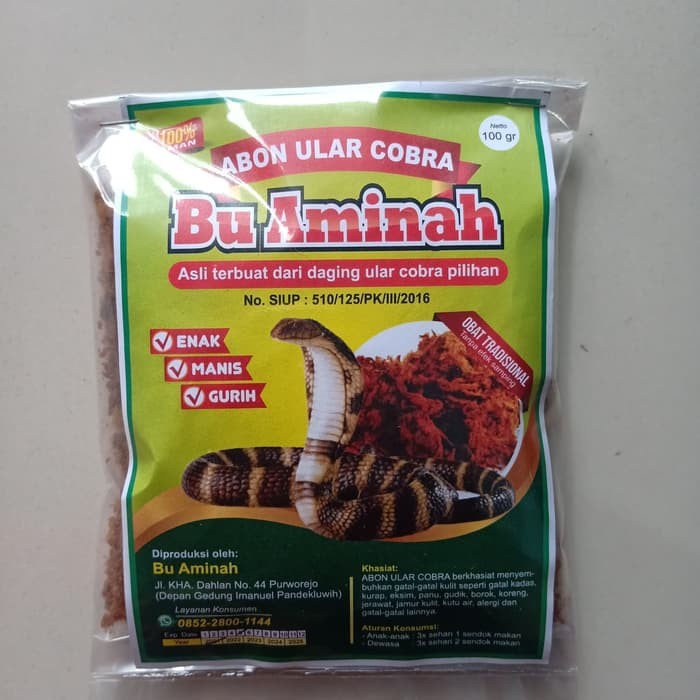 

Abon Ular Asli Daging Ular Cobra Berkhasiat Mengobati Gatal Gatal Kadas Jamur Alergi Membantu Mengurangi Jerawat