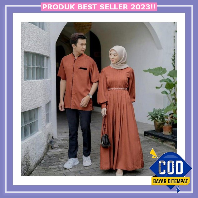 Baju Gamis Couple Terbaru 2023 Sarimbit Setelan Couple Reline Baju Pasangan Wanita Koko + Gamis 04 /