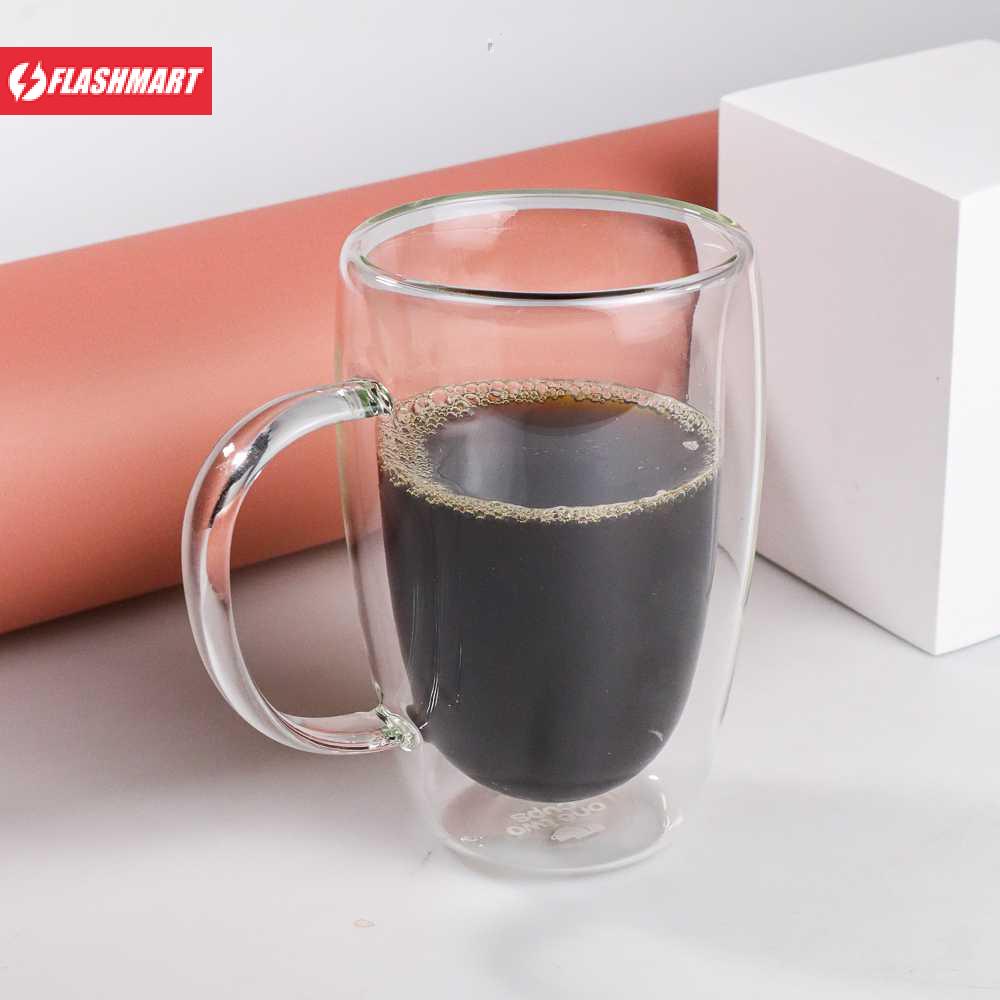 Flashmart Cangkir Kopi Anti Panas Double Wall Round with Handle