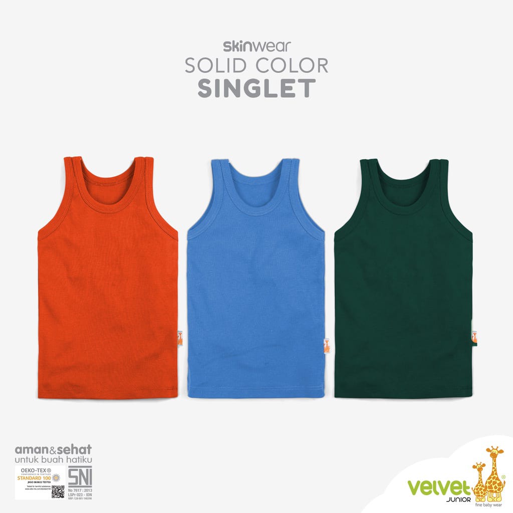 Velvet Singlet Warna Polos Per 3pcs - VLVT-SWP