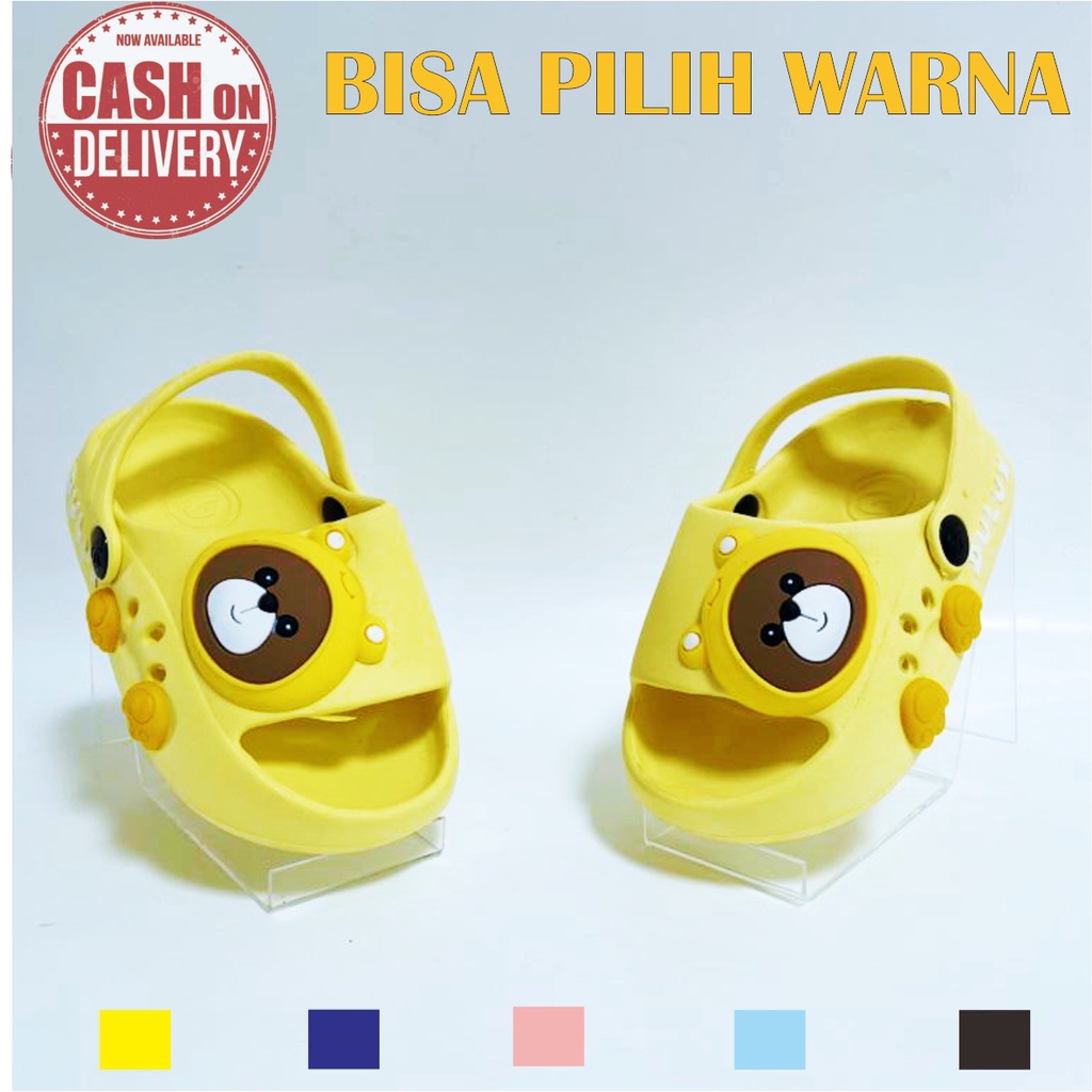 SANDAL MOTIF  BEAR UNISEX    BERBAHAN KARET FUULL JELLY - BEST SELLER