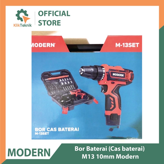 Modern Bor Cordless Cas Baterai M13 Set 10 mm Besi Kayu Obeng M 13