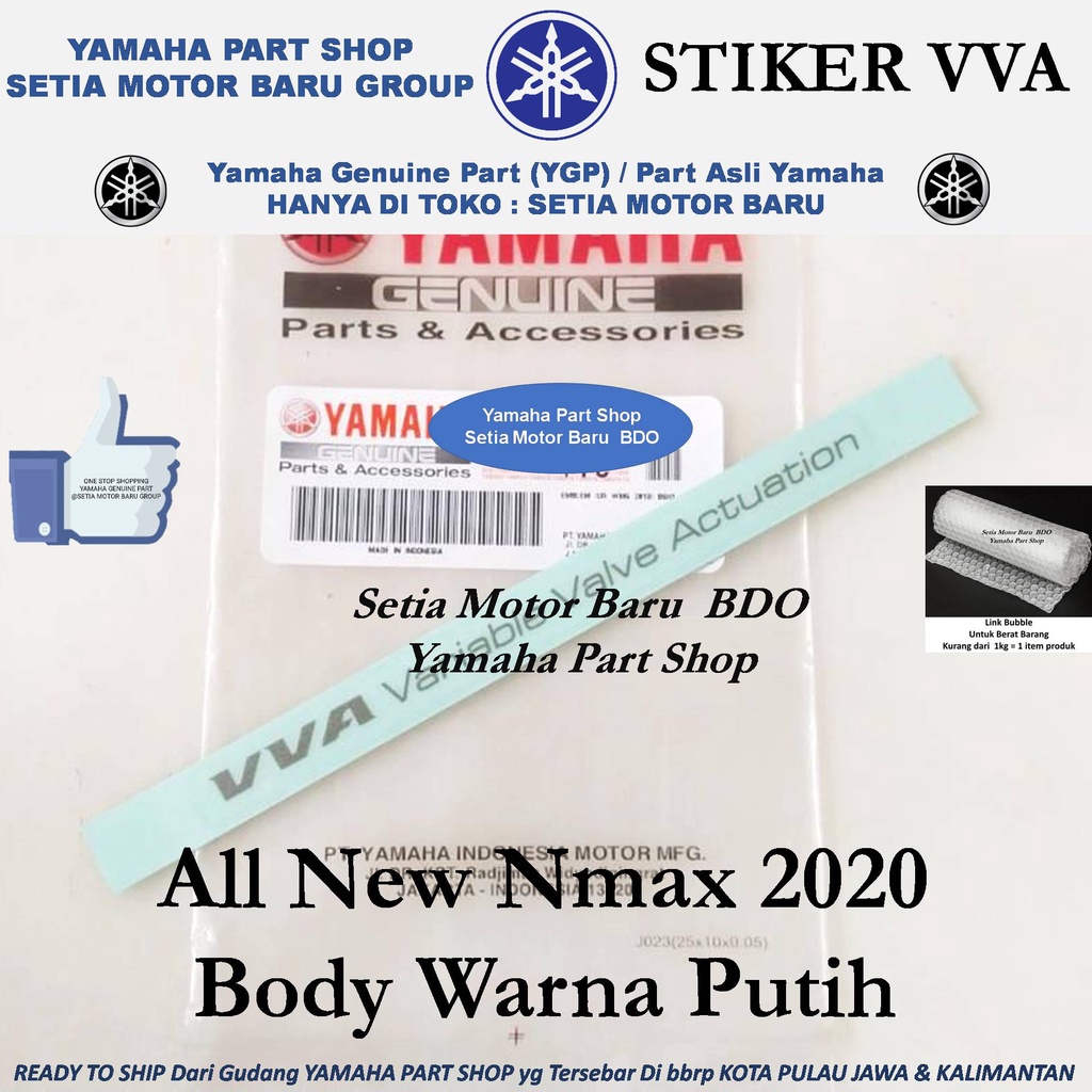 Stiker Emblem Logo VVA Variable Valve Actuation Body Warna Putih All New Nmax N Max 2020 Asli Yamaha