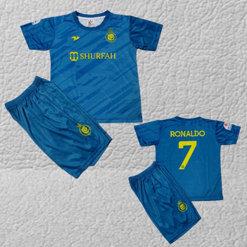 stelan baju bola jersey al nassr/baju bola jersey anak printing al nassr 5-12th