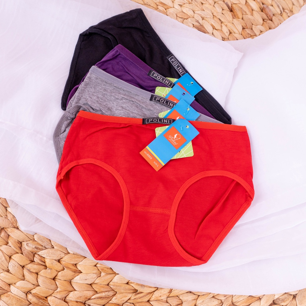 BEE - Celana Dalam Wanita Mid Waist cd Polos Bahan Katun Kualitas Premium 8869 POLINI