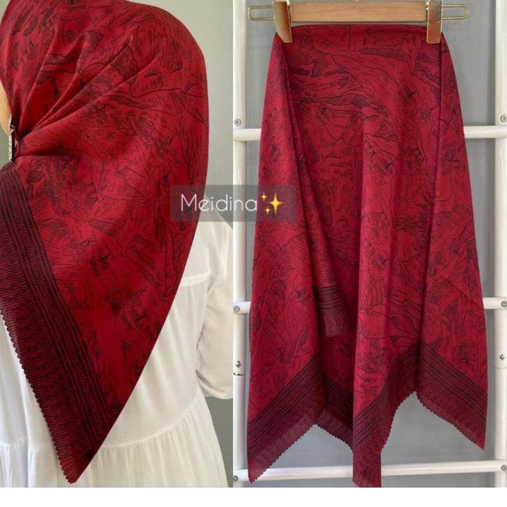 ✱Termurah✱ JILBAB SEGI 4 DENAY KW /KERUDUNG DENAY SEGI EMPAT DENAY KW SEGI 4 EMPAT KATUN VOAL MOTIF 