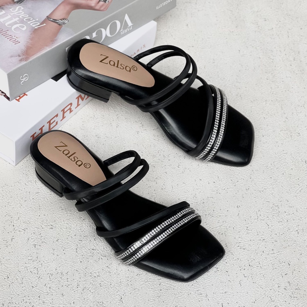 Sandal high heels 3CM wanita empuk tebal IN-02 Premium quality