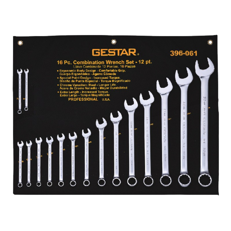 GESTAR/CROSSMAN-Tool Set 16 Pc Combination Wrench Set (Metric) 396-061