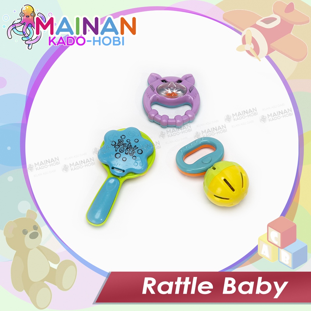 HADIAH MAINAN ANAK BAYI RATTLE KERINCINGAN MOTIF KARAKTER LUCU IMUT