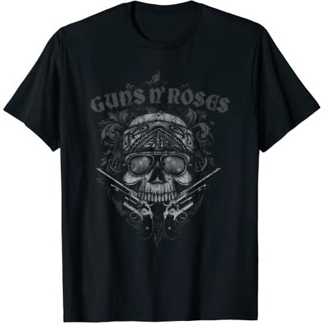 Baju Kaos Guns N' Roses Official Skull Guns Bandanna T-Shirt