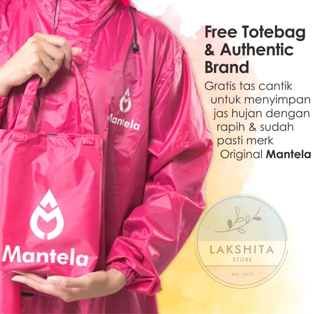MANTELA Jas Hujan Gamis Wanita Muslimah Jumbo Raincoat hijaber Pvc Premium Original Mantela