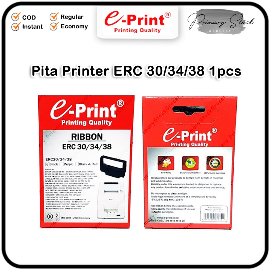 Pita Printer Epson ERC 30 34 38 Ribbon Cartridge Eprint E-print Dot Matrix