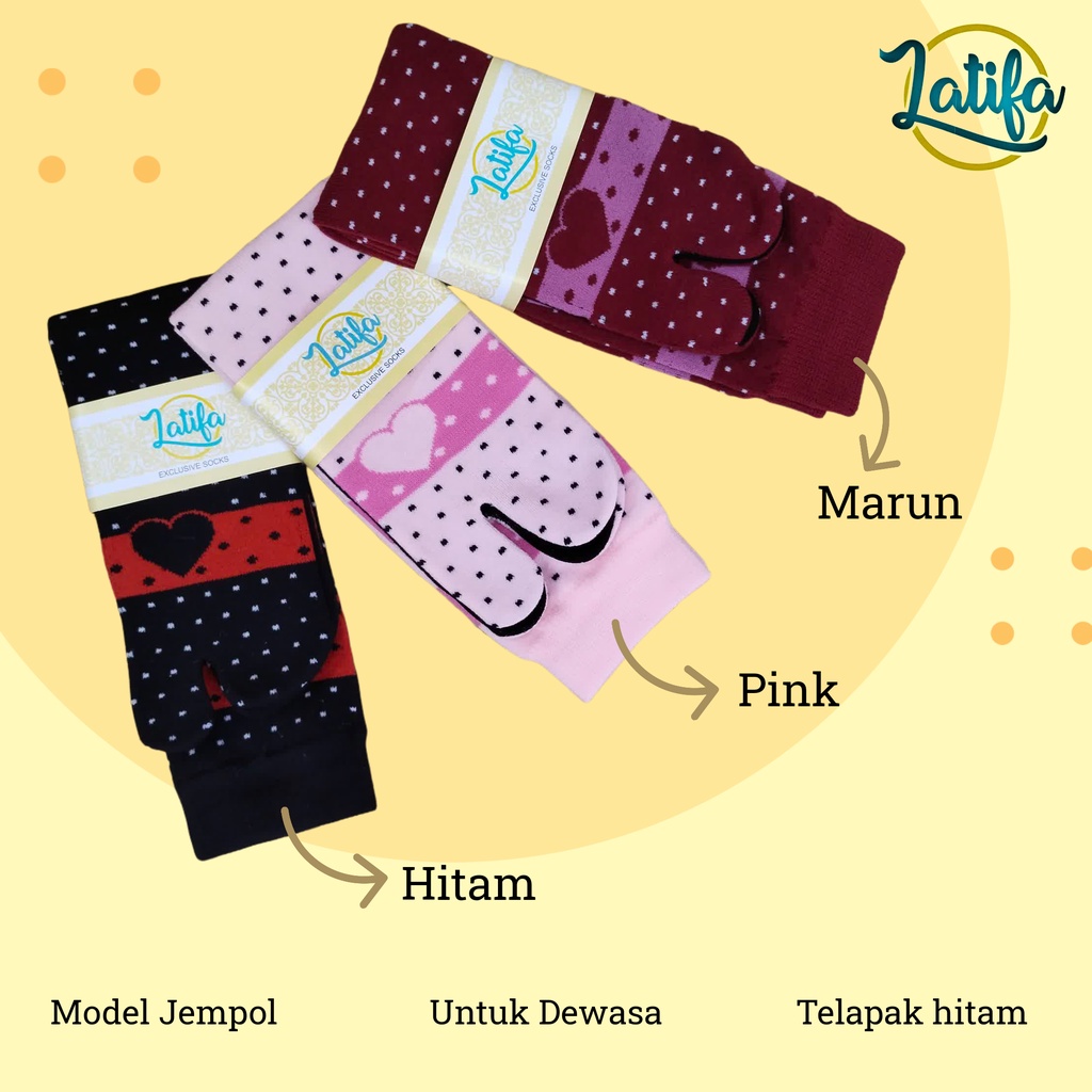 Kaos Kaki Jempol Muslimah Motif Polkadot Love Bahan Nilon Untuk Dewasa