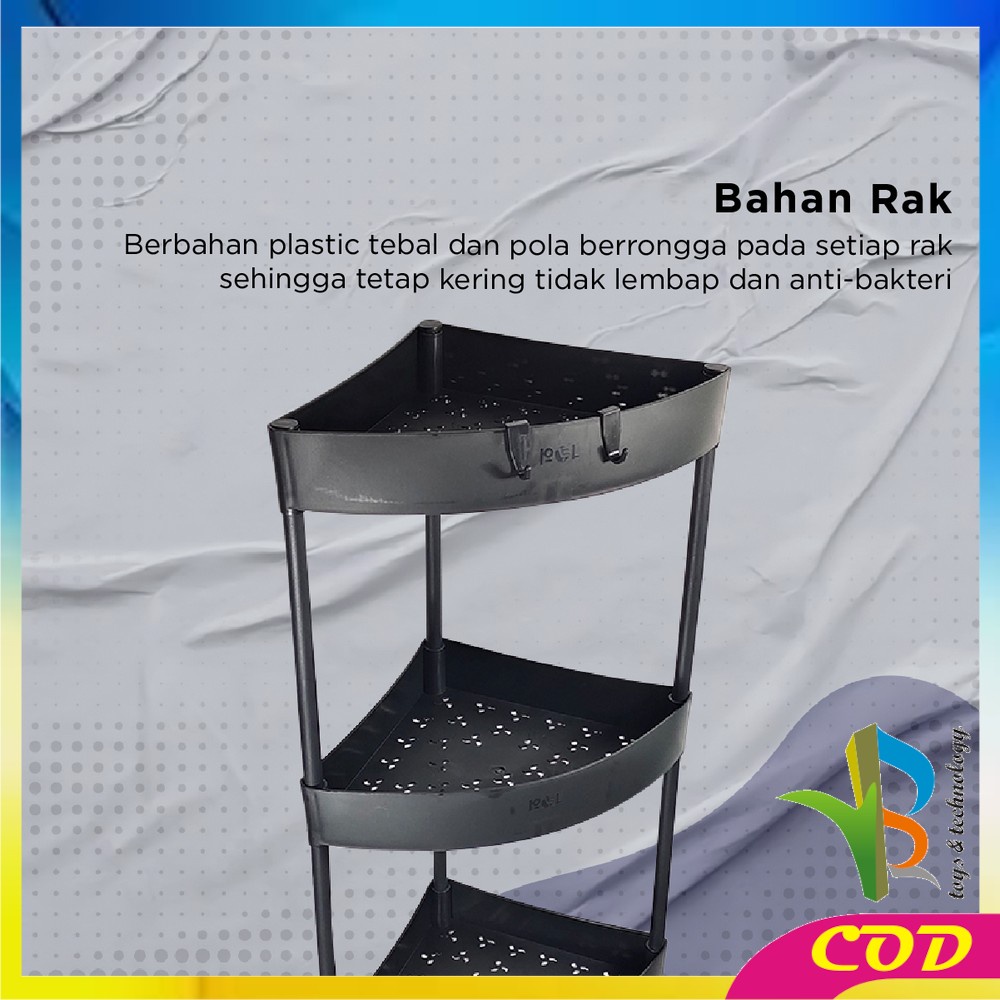 RB-C824 Rak Dapur Triangle 4 Tingkat Rak Trolley Susun Penyimpanan Serbaguna Dengan Roda / Rak Kamar Mandi Sudut Anti Air