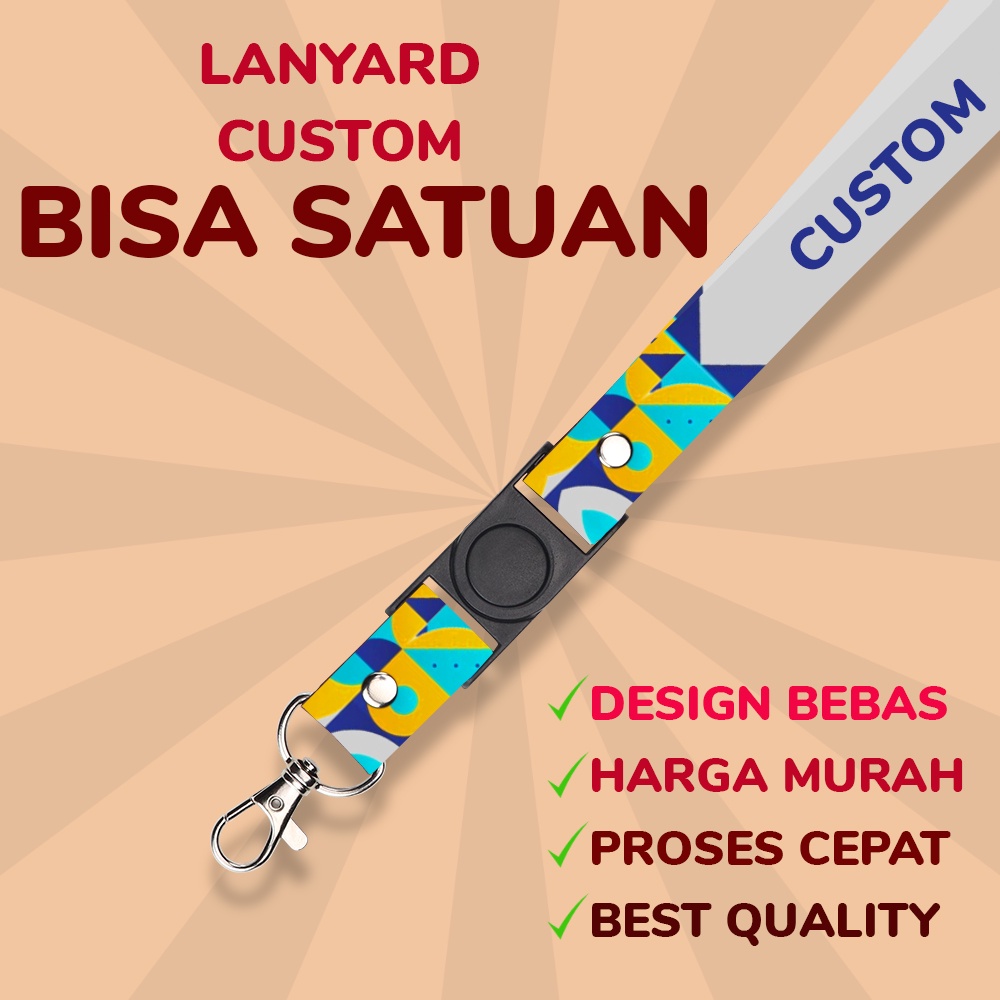 

Tali Lanyard CUSTOM DESAIN FULL PRINTING Kantor / Sekolah / Pemerintahan CUSTOM name tag dan lanyard ukuran 2cm
