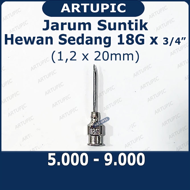 Jarum Suntik Hewan Besar 18G x 3/4 inch Vaksin Ternak Kambing Domba Anjing Vet Needle Stainless Steel 18 G x 3/4&quot;