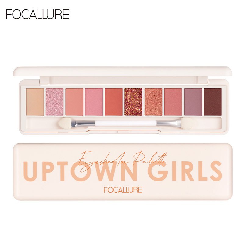 NIK - FOCALLURE 10 Warna Eyeshadow Palette Nude eye shadow with Brush FA158 BPOM ORIGINAL