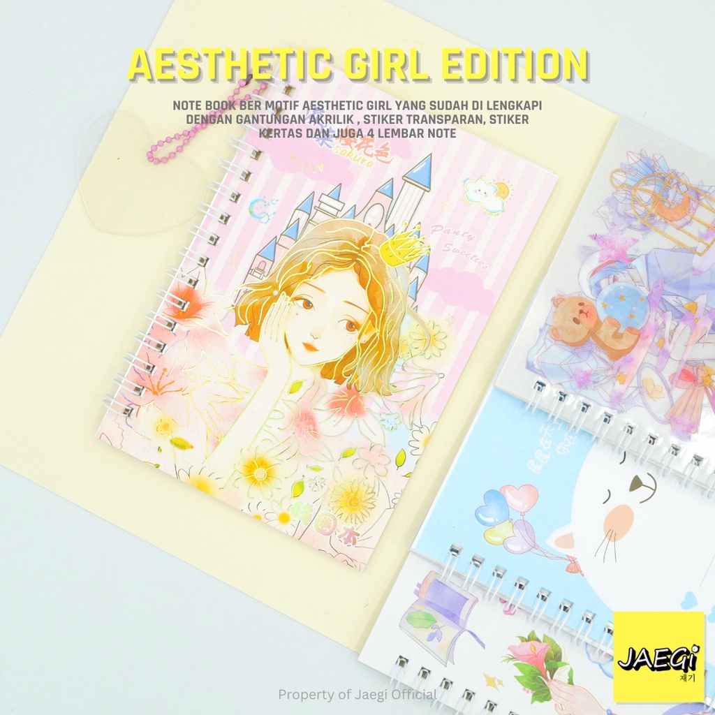 

JAEGi - Note Book + Sticker Aesthetic Girl Edition Free Gantungan Akrilik