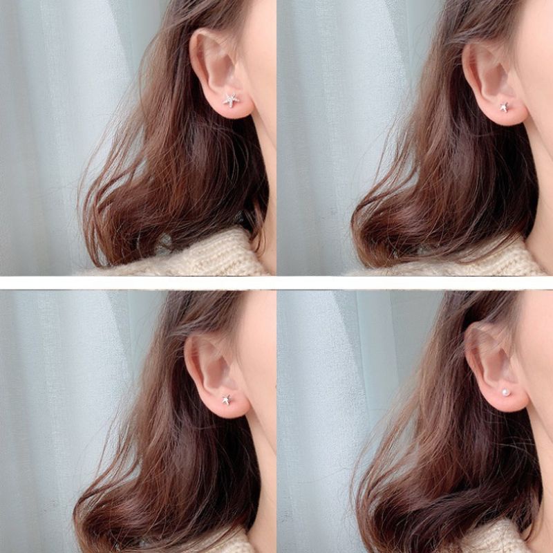 6 Pasang Anting Tusuk Simple Kreatif Gaya Korea untuk Wanita -PD