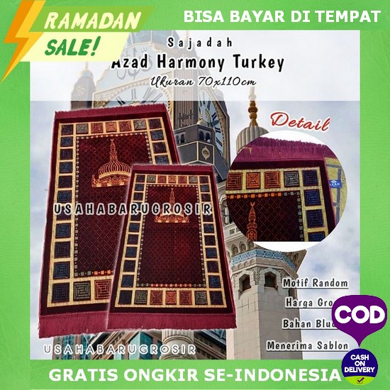 Sajadah Turki Premium Tebal Mini Import Turkiye Motif Bunga Busa Polos Anti Slip Pouch Grosir Sjadah