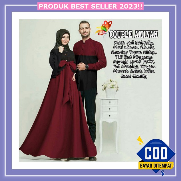 Baju Couple Lebaran Pasangan Remaja Suami Istri Terbaru 2023 Dress Muslim Wanita Remaja Couple Ridho