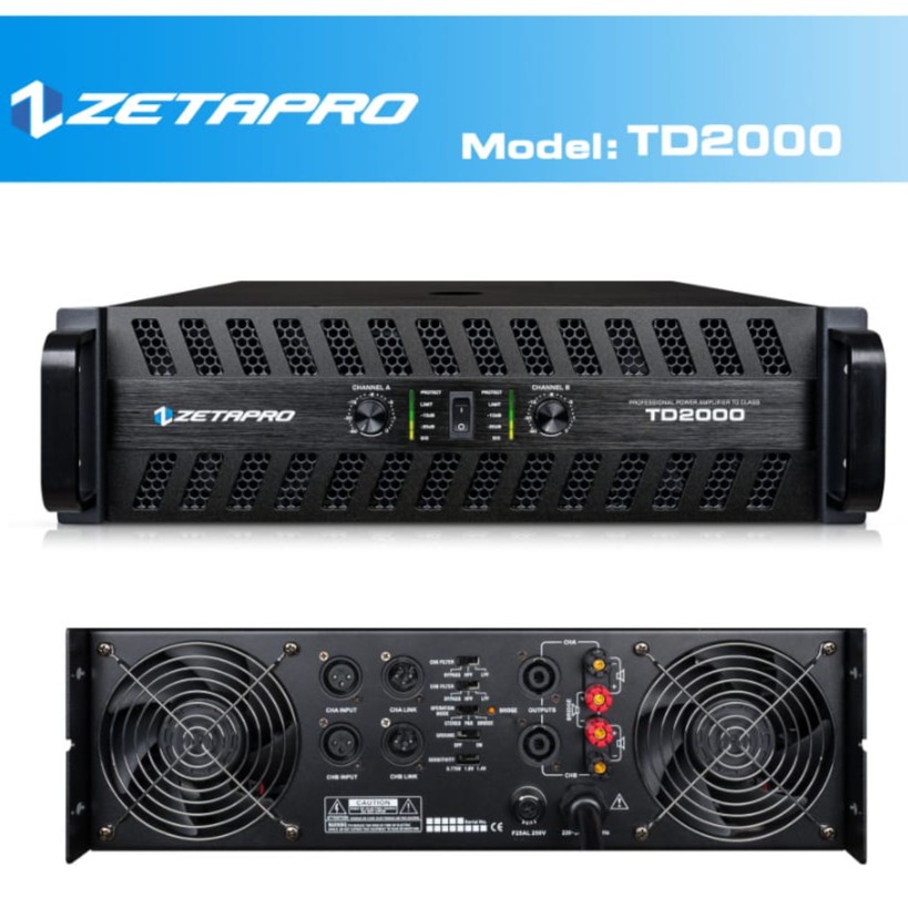 Power Amplifier 2 Channel Zetapro TD2000POWER SOUNDSYSTEM ZETAPRO TD 2000 TD-2000 class TD
