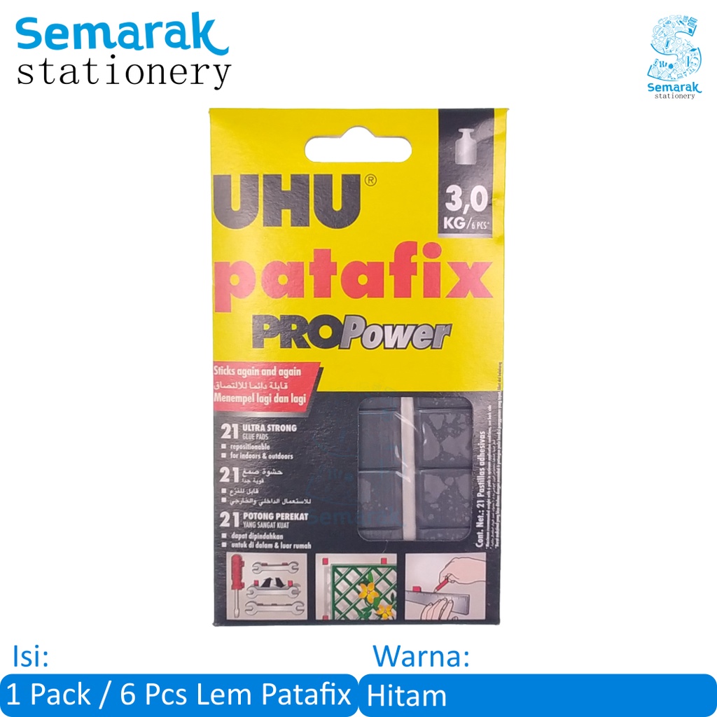 

UHU Patafix Propower Lem Serbaguna - Hitam [1 Pack / 6 Pads]