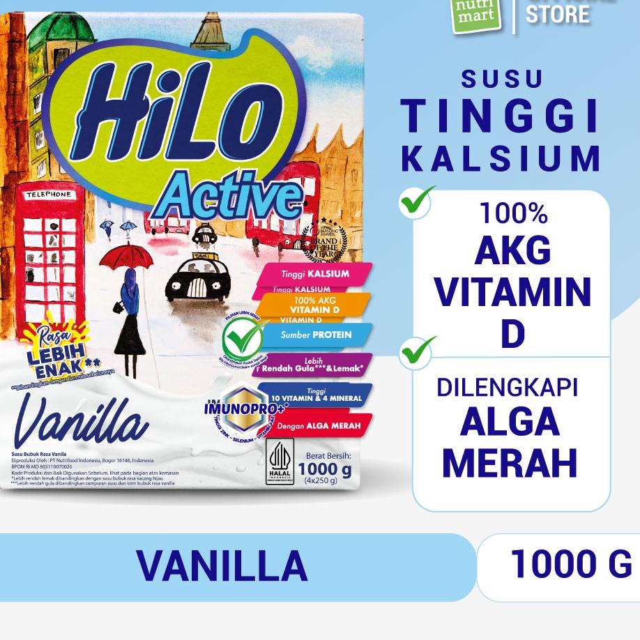 

☈ HiLo Active Vanilla 1000 gram - Susu Tinggi Kalsium Lebih Rendah Lemak ▼