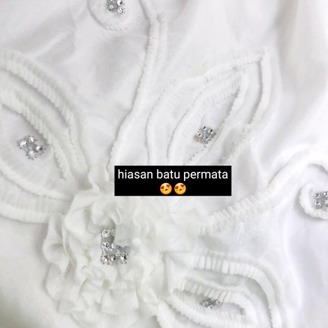 Mukena Putih Premium Motif Bunga Timbul (Ukuran Dewasa) -  Adem