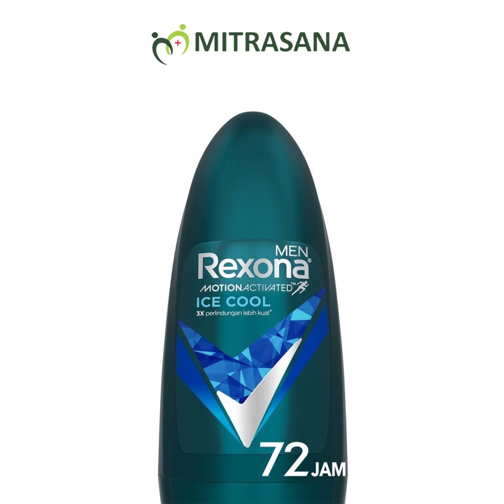 Rexona Men Deodorant Roll On Antiperspirant Ice Cool 72 Jam Kesegaran Nonstop 45Ml