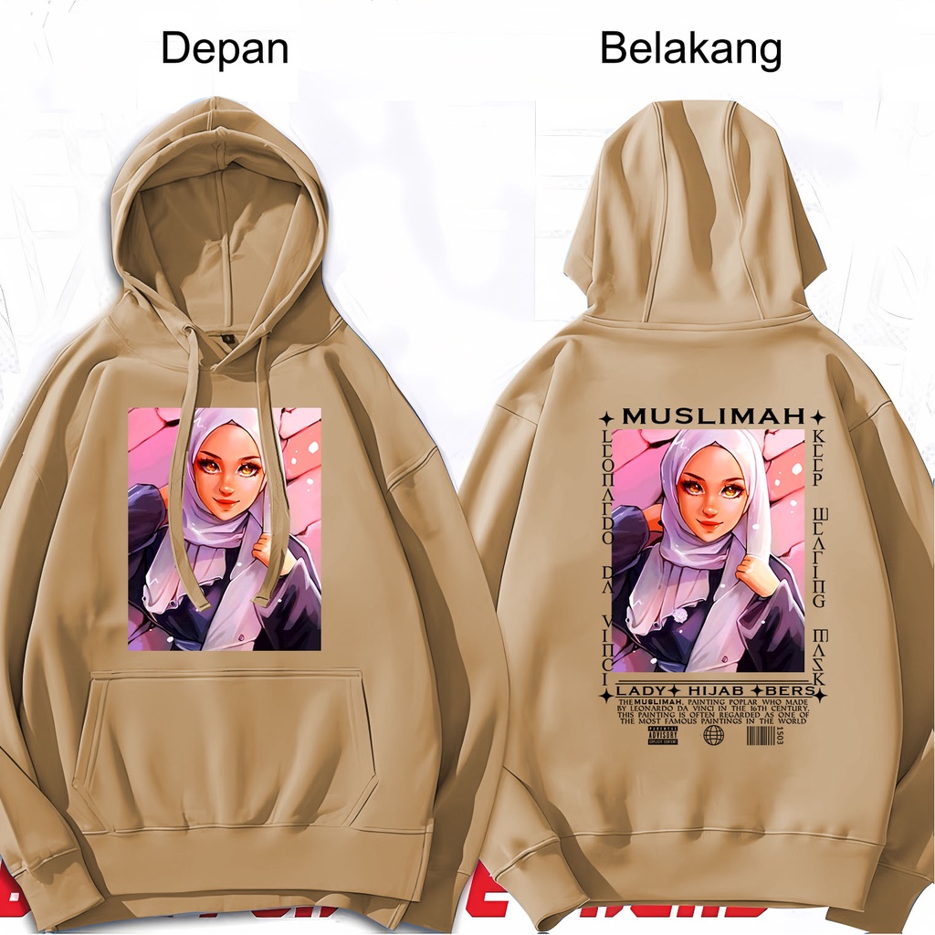 Lilipop.id Sweater Wanita Hijab Morena muslimah Hoodie Jumper long sleve