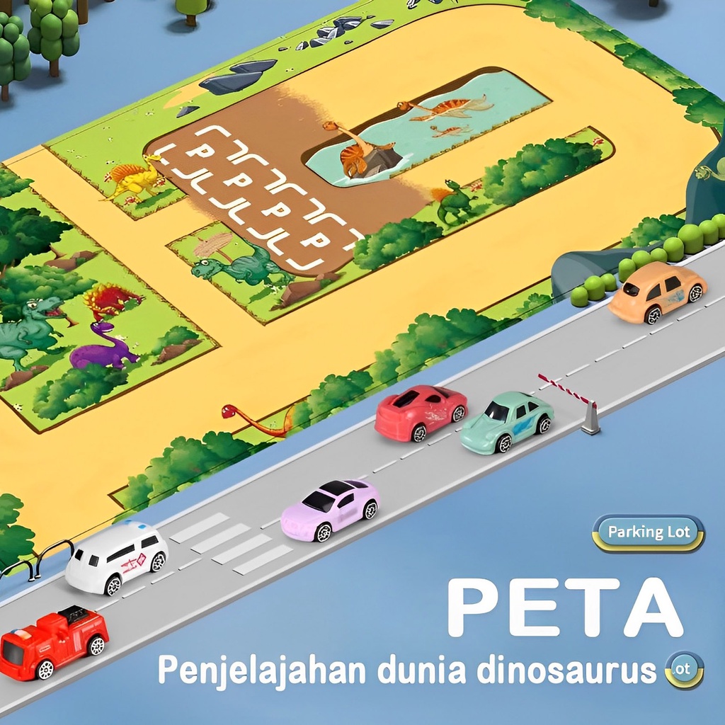 Parking Lot Dinosaurus Diecast Set Lengkap | Mainan Anak Laki Laki Mobil Mobilan Terbaru 2023