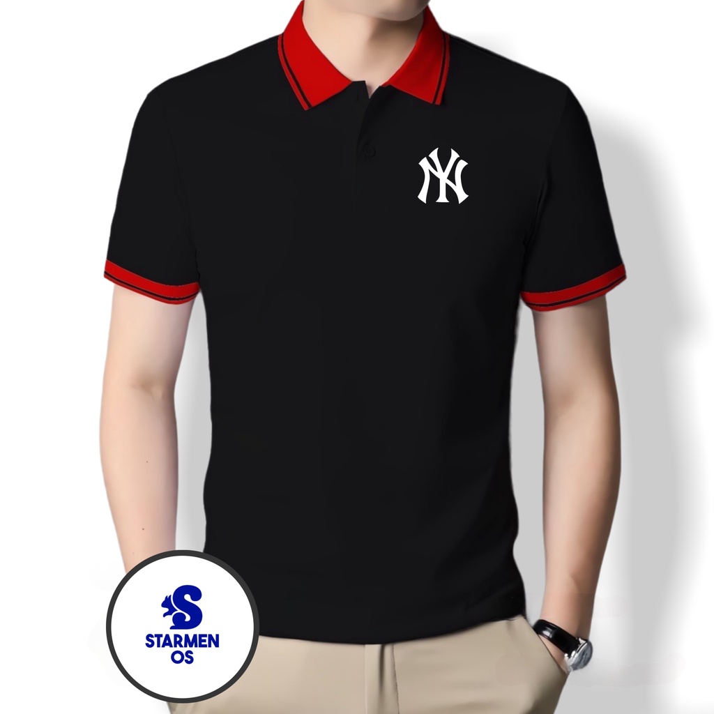 Kaos Wangki Polo Atasan Tshirt Pria Kerah Wangki Big List LOGO NY