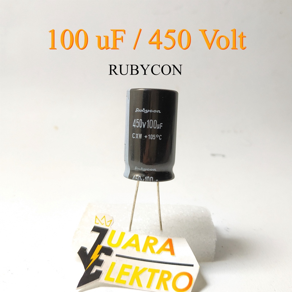 RUBYCON KAPASITOR ELCO 100uF / 450V (1 Pcs) | Capasitor Elko 100 uF/450 Volt