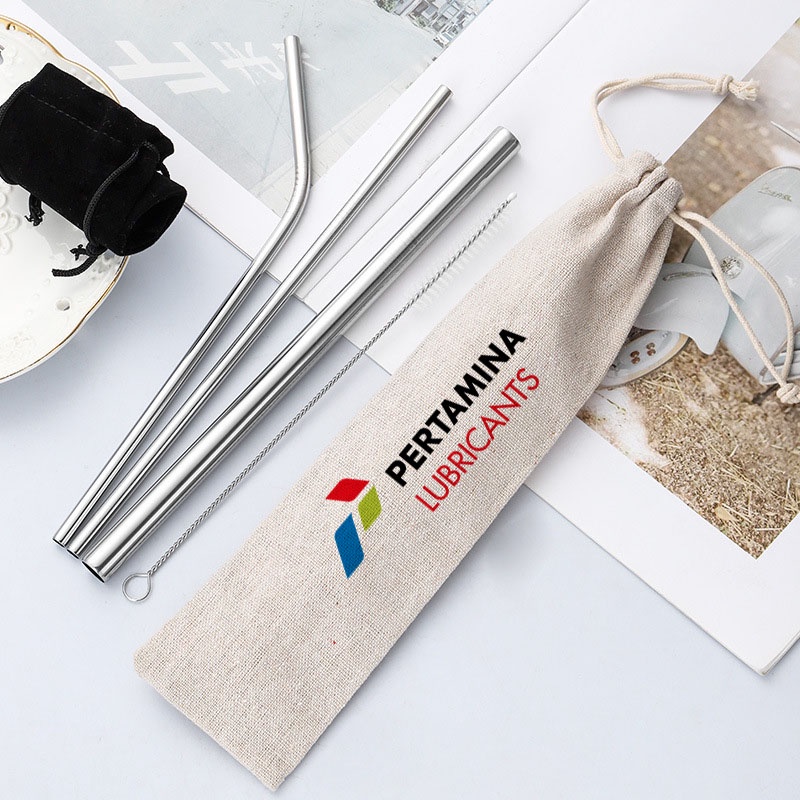[PREMIUM] Custom Set Sedotan Stainless Steel - Reusable Stainless Straw PREMIUM