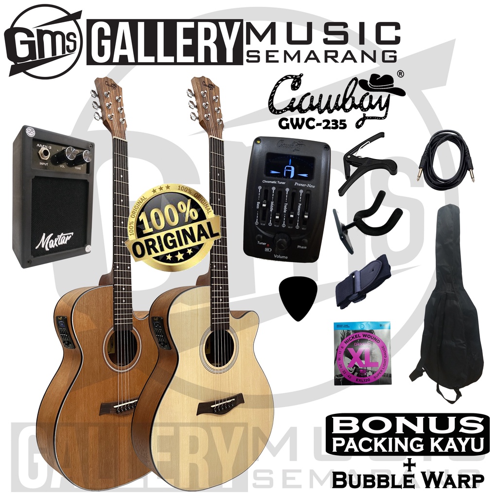 ORIGINAL!!! Gitar Akustik Elektrik Import Merk Cowboy GWC-235 NA GWC 235NS Equalizer Tuner Prener New