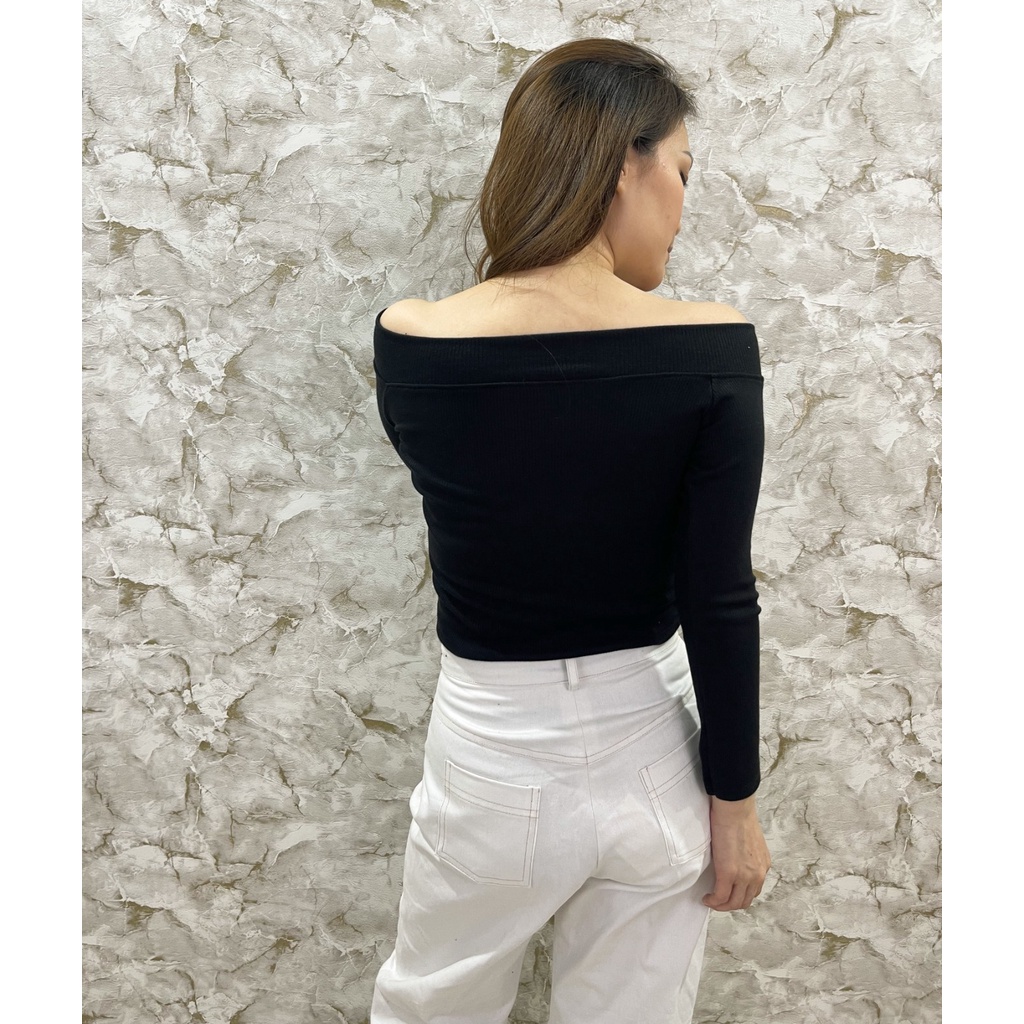 MODAVIE - POPPY CROPTOP Longsleeve Sabrina Baju Crop Lengan Panjang Wanita