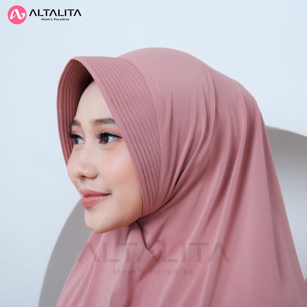 Altalita - HIjab Instan Bergo Hamidah Jersey Premium Kerudung Sport Qaila Olahraga Ukuran M Jilbab Sekolah Instan Menutup Dada