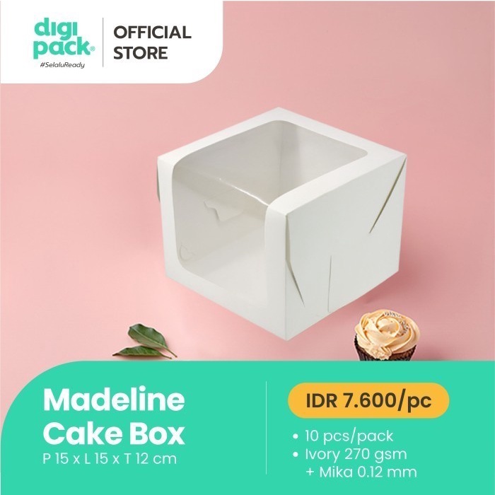 

⭐BISA COD⭐ [Digipack] Madeline Window White Cake Box 15 x 15 x 12 | Kotak | Dus
