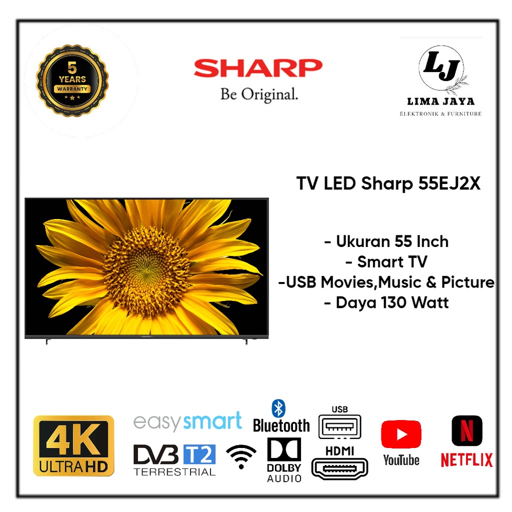 SHARP LED TV 55EJ2X Smart TV 4K Ultra HD LED Sharp 55 Inch