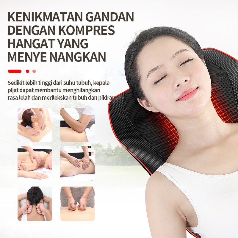 BENBO Surabaya Versi Premium Pijat Bahu Leher Multifungsi / Pijat Punggung / Bantal Pijat Listrik / Pijat Portabel / Bantal Pijat 4 kepala pijat