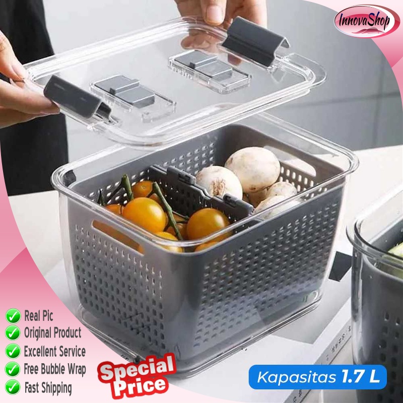 Kotak Kontainer Sayur Buah Makanan Dengan Pengering Untuk Kulkas