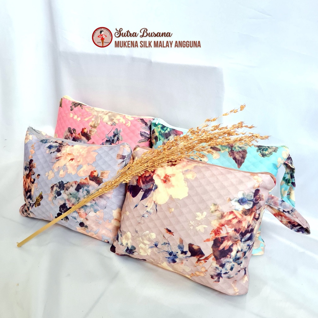 Pusat Bordir Tasikmalaya - Mukena Dewasa Pouch Travel Silk Premium Motif Latinka